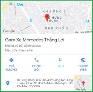 Bản đồ hướng dẫn đường đi tới gara xe Thắng Lợi
